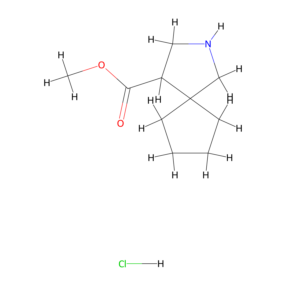 Methyl 2-azaspiro[4.4]nonane-4-carboxylate hydrochloride molecular structure, CAS 2243516-25-6