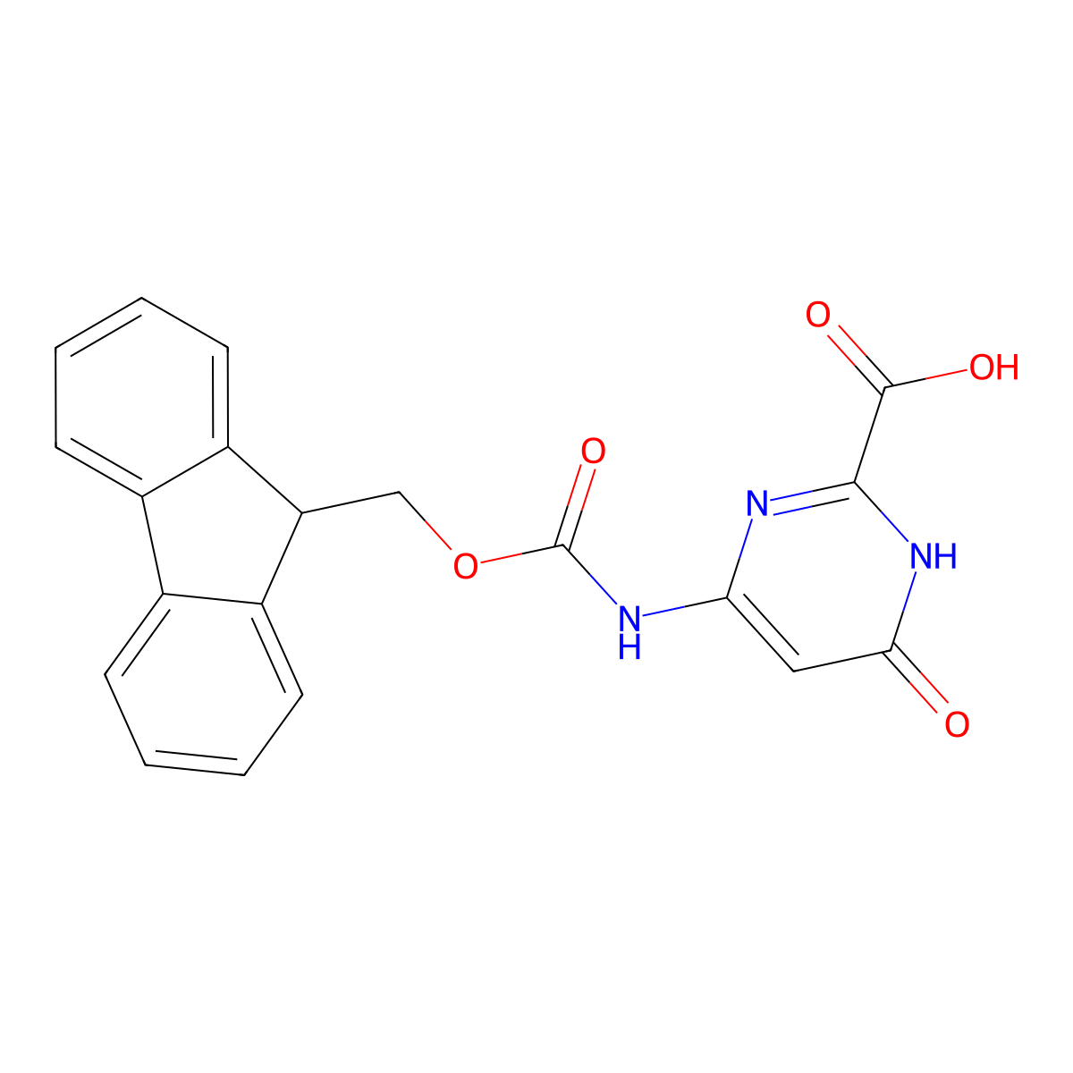 4-({[(9H-fluoren-9-yl)methoxy]carbonyl}amino)-6-hydroxypyrimidine-2-carboxylic acid molecular structure, CAS 2243516-35-8