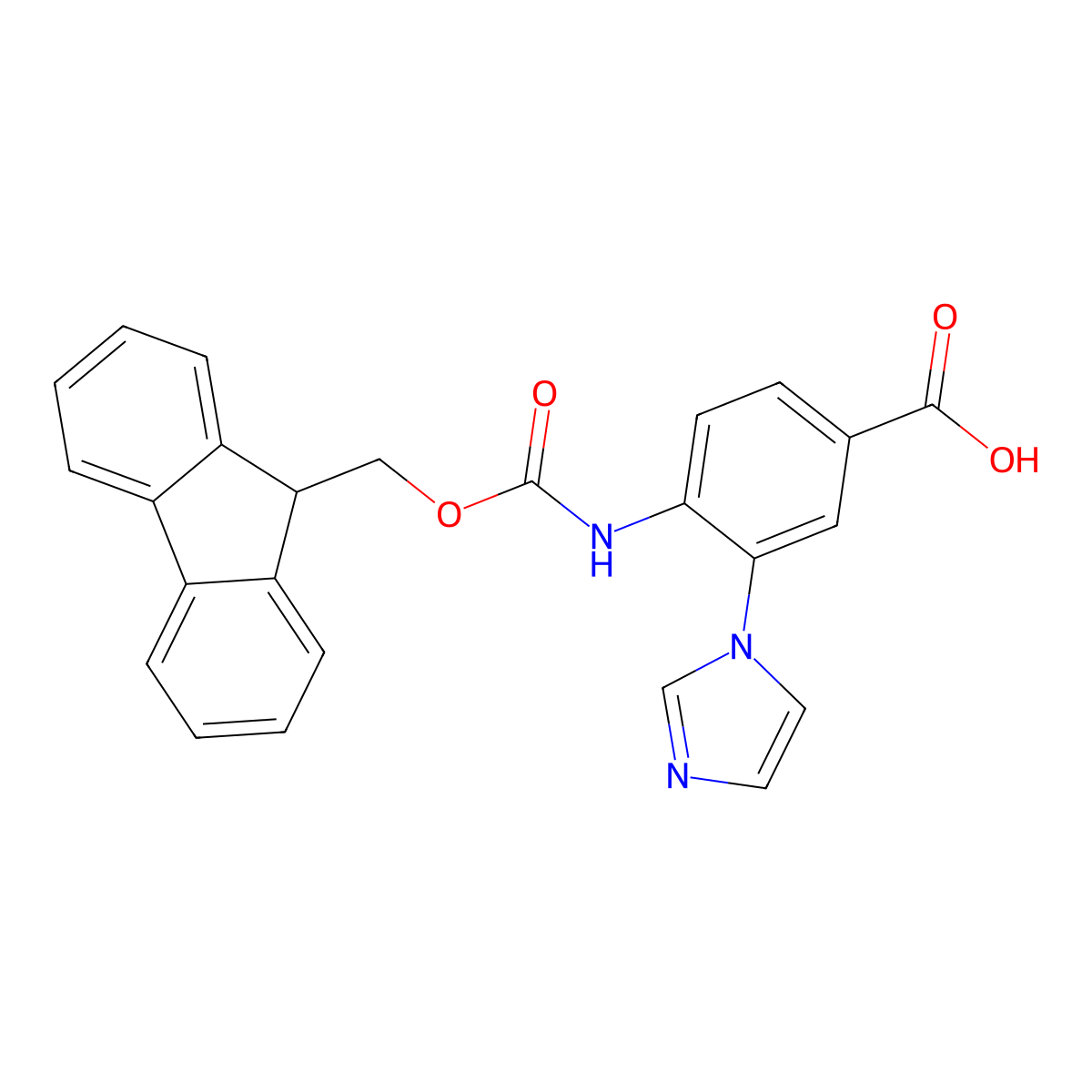 4-({[(9H-fluoren-9-yl)methoxy]carbonyl}amino)-3-(1H-imidazol-1-yl)benzoic acid molecular structure, CAS 2243516-42-7