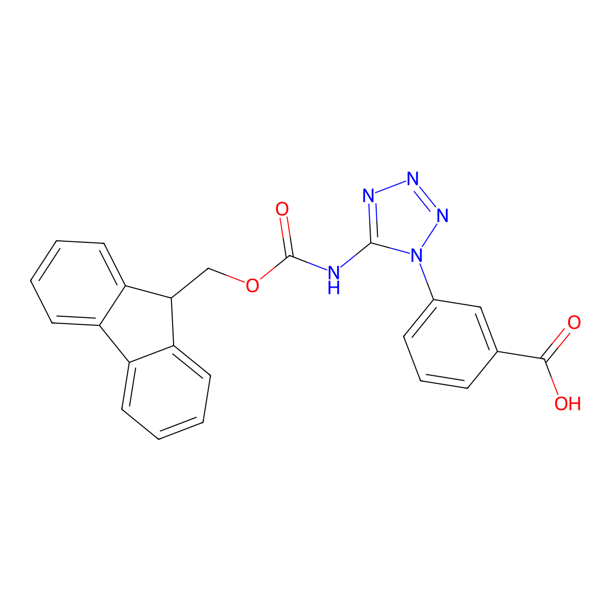 3-[5-({[(9H-fluoren-9-yl)methoxy]carbonyl}amino)-1H-1,2,3,4-tetrazol-1-yl]benzoic acid molecular structure, CAS 2243516-46-1