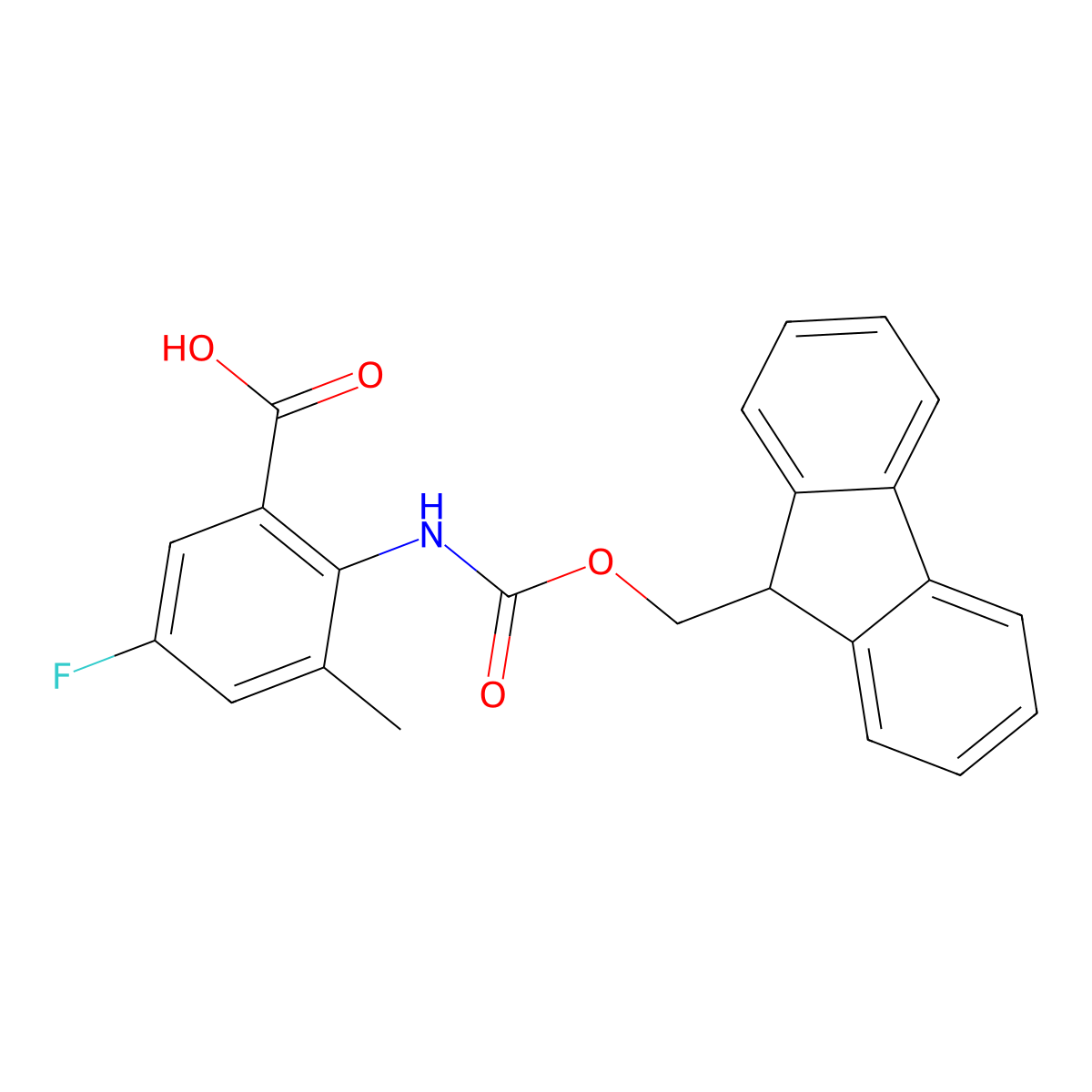 2-({[(9H-fluoren-9-yl)methoxy]carbonyl}amino)-5-fluoro-3-methylbenzoic acid molecular structure, CAS 2243516-47-2