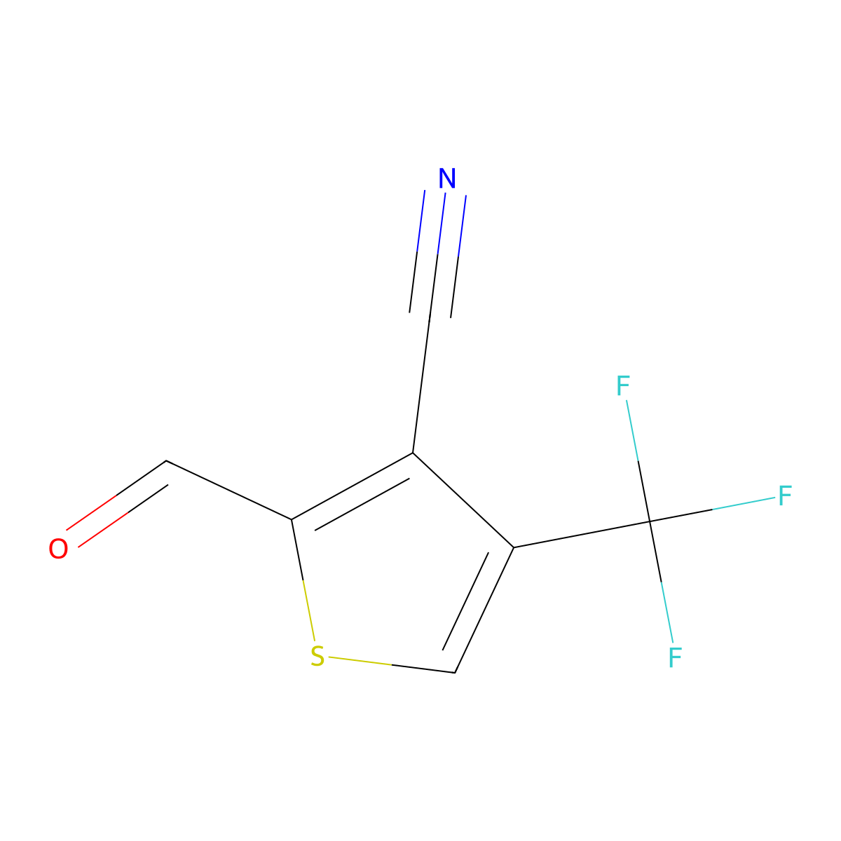 2-Formyl-4-(trifluoromethyl)thiophene-3-carbonitrile molecular structure, CAS 2243516-48-3