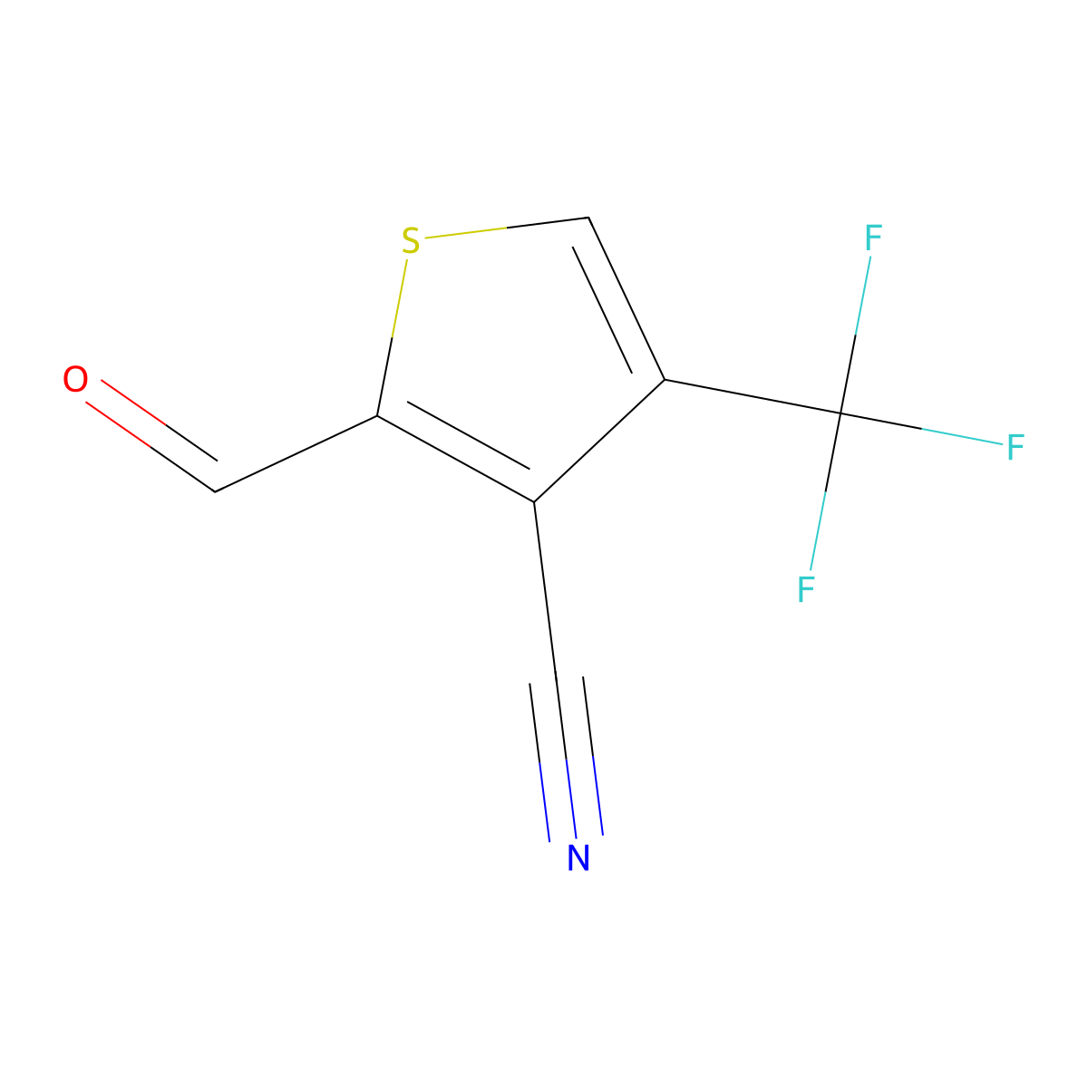 2-Formyl-4-(trifluoromethyl)thiophene-3-carbonitrile molecular structure, CAS 2243516-48-3
