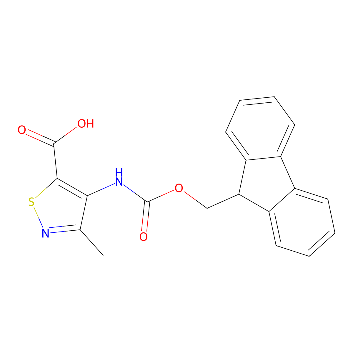 4-({[(9H-fluoren-9-yl)methoxy]carbonyl}amino)-3-methyl-1,2-thiazole-5-carboxylic acid molecular structure, CAS 2243516-50-7