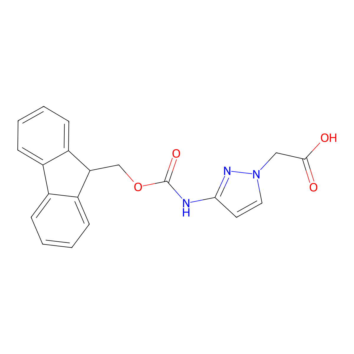 2-[3-({[(9H-fluoren-9-yl)methoxy]carbonyl}amino)-1H-pyrazol-1-yl]aceticacid molecular structure, CAS 2243516-53-0