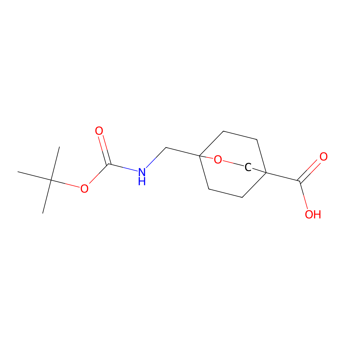 1-({[(Tert-butoxy)carbonyl]amino}methyl)-2-oxabicyclo[2.2.2]octane-4-carboxylic acid molecular structure, CAS 2243516-55-2