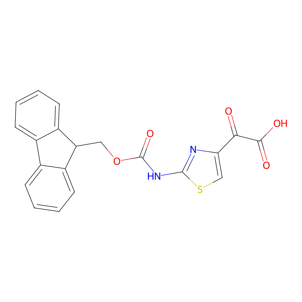 2-[2-({[(9H-fluoren-9-yl)methoxy]carbonyl}amino)-1,3-thiazol-4-yl]-2-oxoacetic acid molecular structure, CAS 2243516-59-6