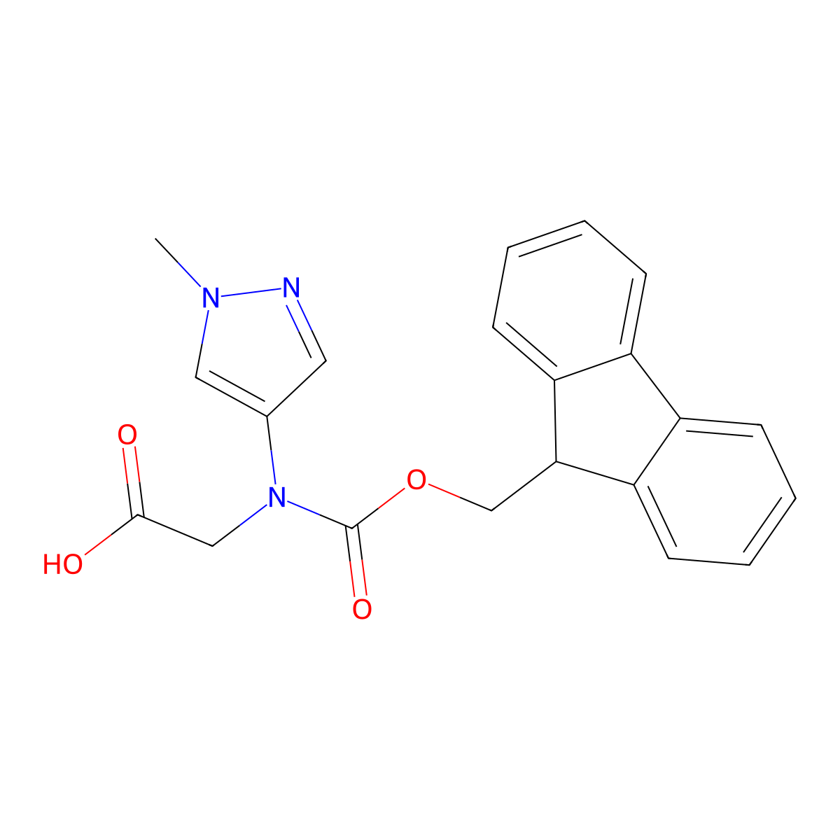 2-({[(9H-fluoren-9-yl)methoxy]carbonyl}(1-methyl-1H-pyrazol-4-yl)amino)acetic acid molecular structure, CAS 2243516-61-0