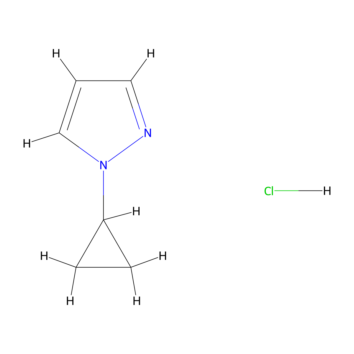 1-cyclopropyl-1H-pyrazole hydrochloride molecular structure, CAS 2243516-63-2