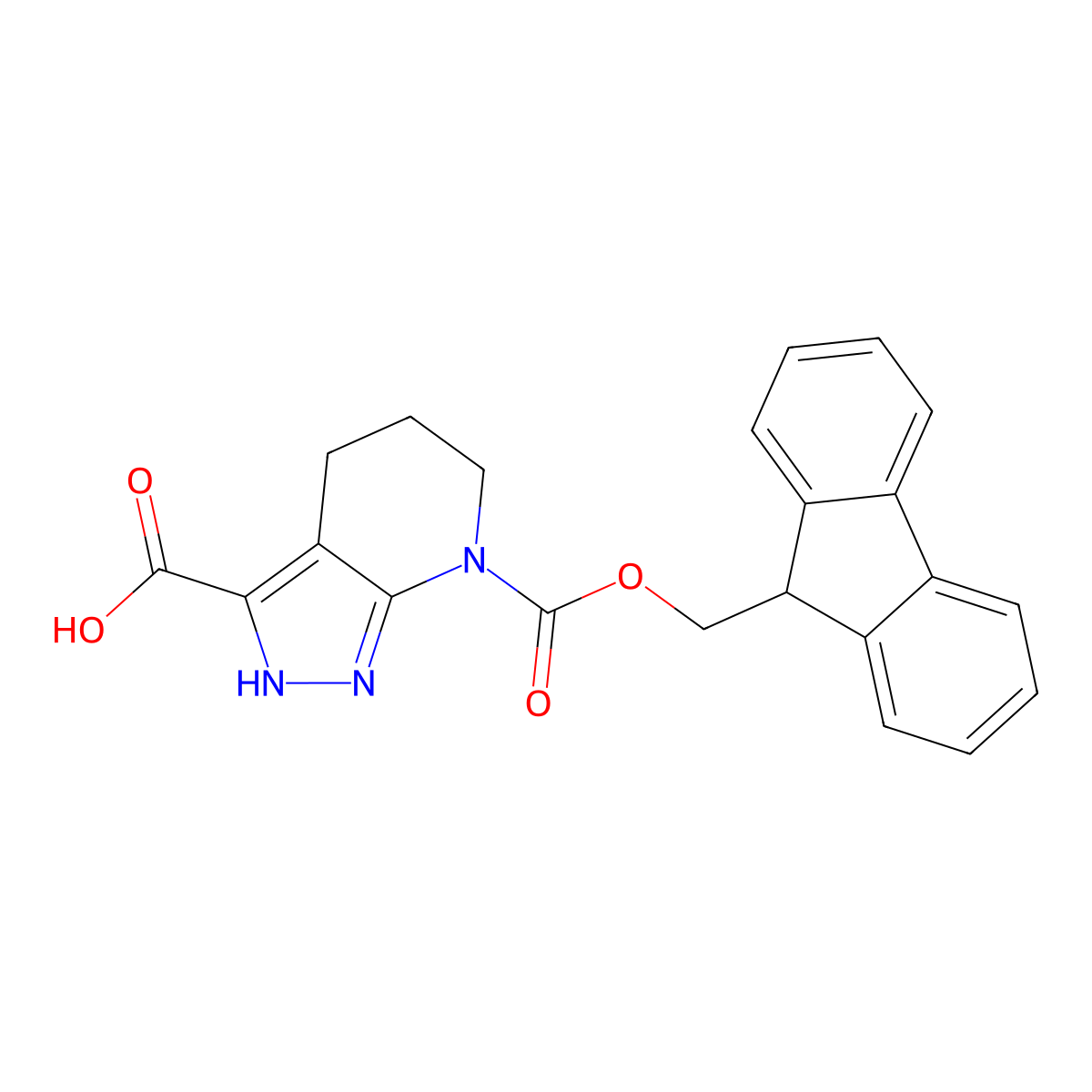 7-{[(9H-fluoren-9-yl)methoxy]carbonyl}-1H,4H,5H,6H,7H-pyrazolo[3,4-b]pyridine-3-carboxylic acid molecular structure, CAS 2243516-68-7