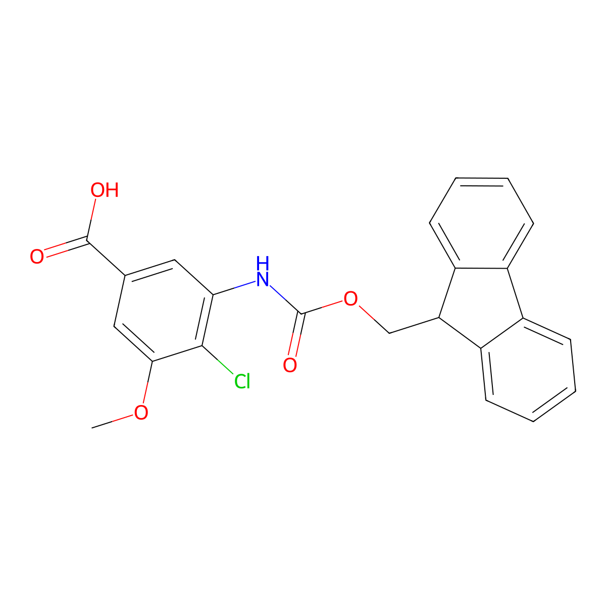 4-chloro-3-({[(9H-fluoren-9-yl)methoxy]carbonyl}amino)-5-methoxybenzoic acid molecular structure, CAS 2243516-69-8