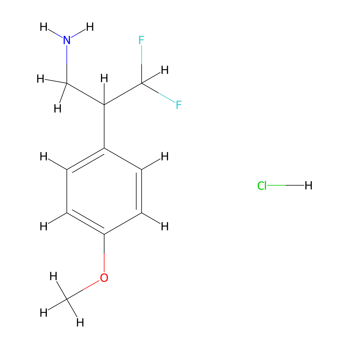 3,3-Difluoro-2-(4-methoxyphenyl)propan-1-amine hydrochloride molecular structure, CAS 2243516-76-7