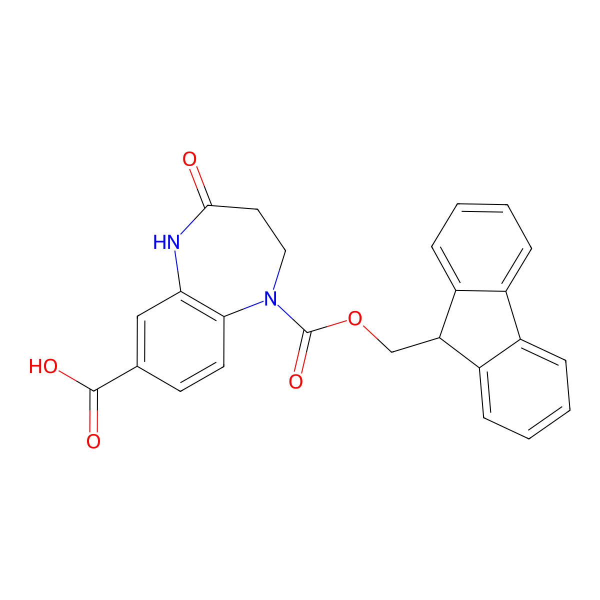 1-{[(9H-fluoren-9-yl)methoxy]carbonyl}-4-oxo-2,3,4,5-tetrahydro-1H-1,5-benzodiazepine-7-carboxylic acid molecular structure, CAS 2243520-55-8