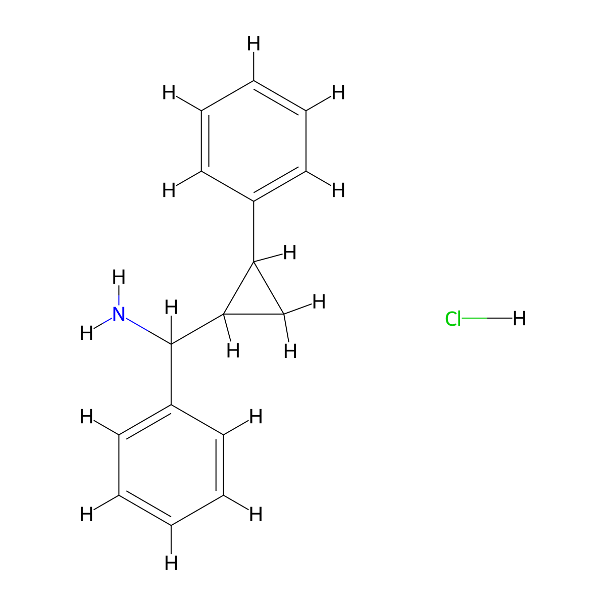 Phenyl(2-phenylcyclopropyl)methanamine hydrochloride molecular structure, CAS 2243520-83-2