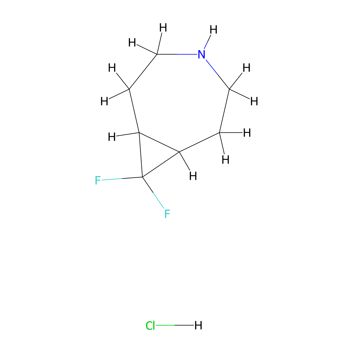 8,8-Difluoro-4-azabicyclo[5.1.0]octane hydrochloride molecular structure, CAS 2243521-13-1