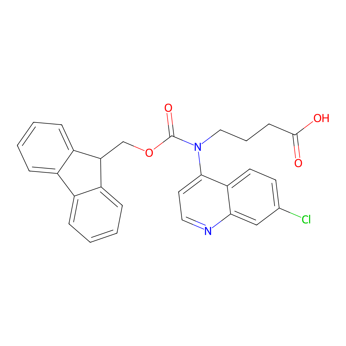 4-[(7-chloroquinolin-4-yl)({[(9H-fluoren-9-yl)methoxy]carbonyl})amino]butanoic acid molecular structure, CAS 2243521-24-4