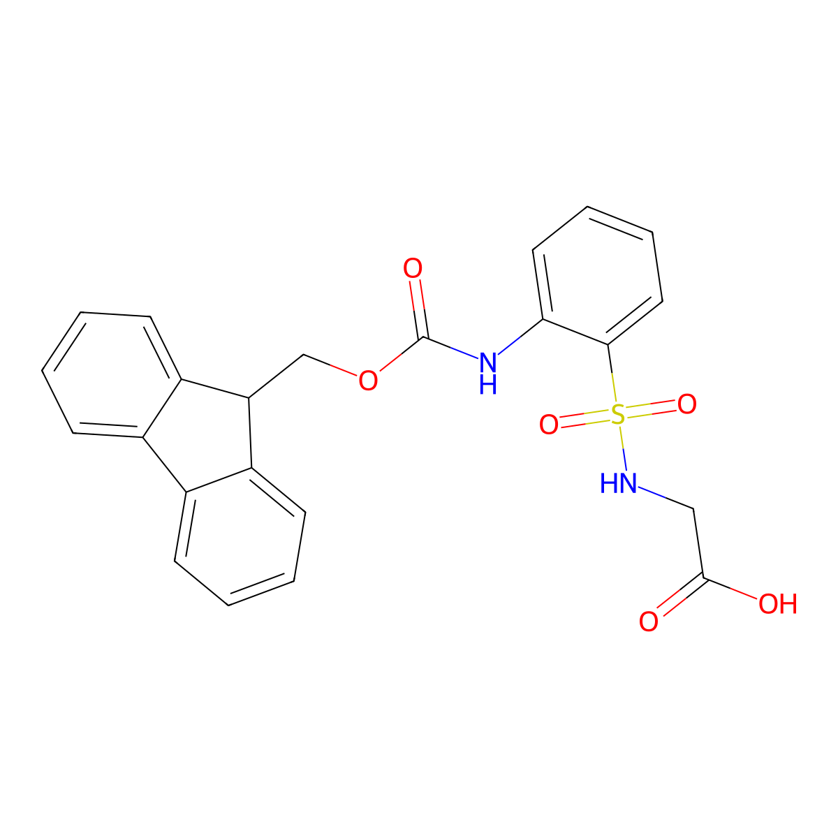 2-[2-({[(9H-fluoren-9-yl)methoxy]carbonyl}amino)benzenesulfonamido]acetic acid molecular structure, CAS 2243521-28-8