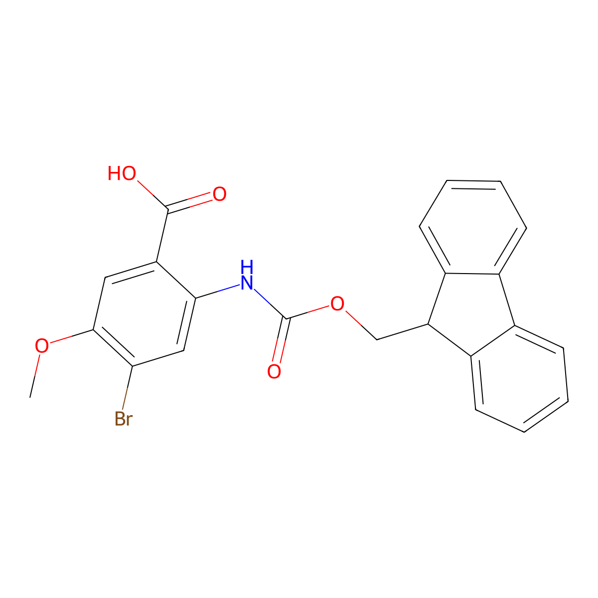 4-bromo-2-({[(9H-fluoren-9-yl)methoxy]carbonyl}amino)-5-methoxybenzoic acid molecular structure, CAS 2243521-42-6