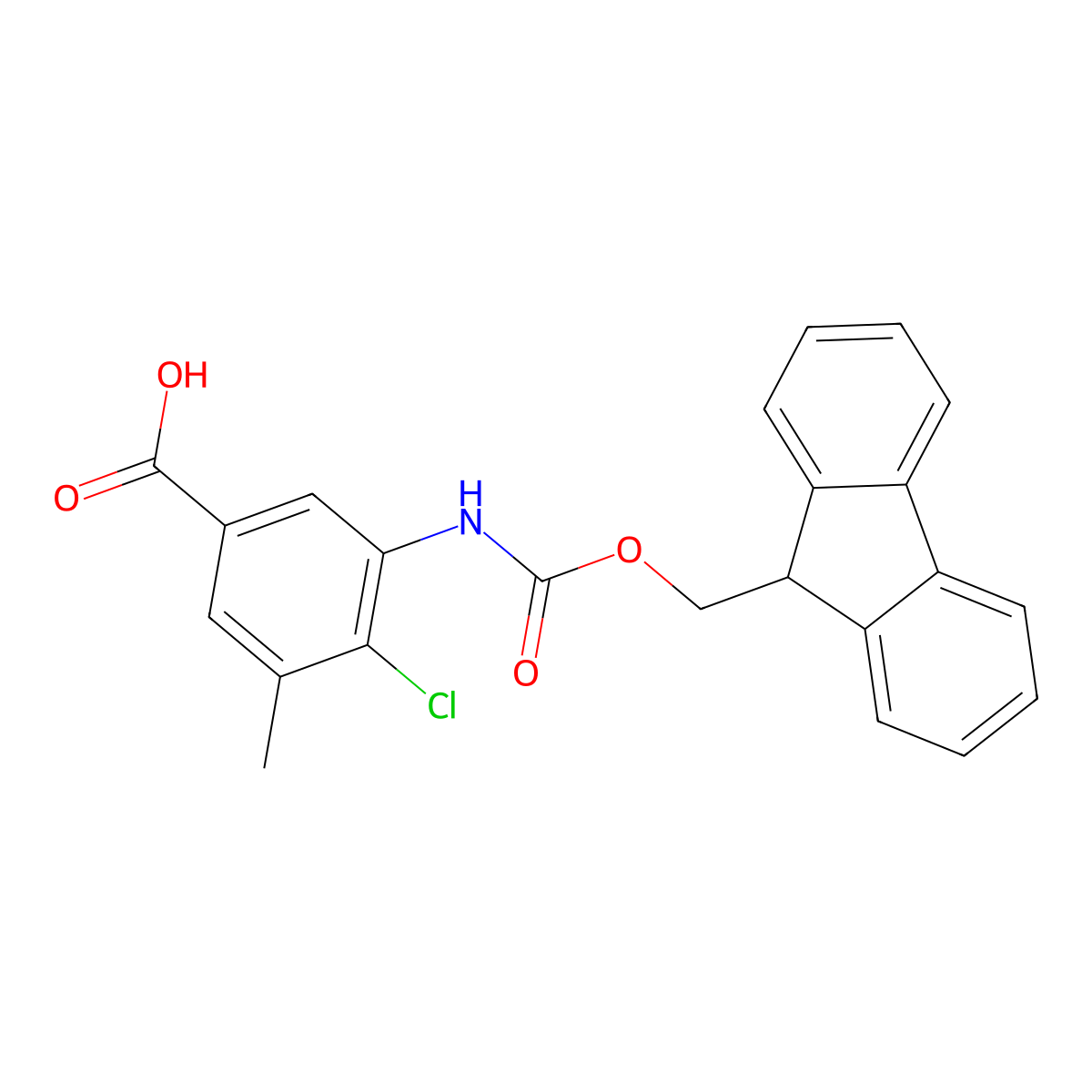 4-chloro-3-({[(9H-fluoren-9-yl)methoxy]carbonyl}amino)-5-methylbenzoic acid molecular structure, CAS 2243521-52-8