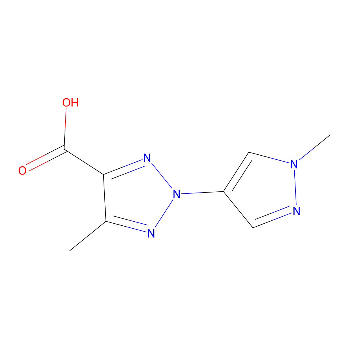 5-methyl-2-(1-methyl-1H-pyrazol-4-yl)-2H-1,2,3-triazole-4-carboxylic acid molecular structure, CAS 2243521-65-3