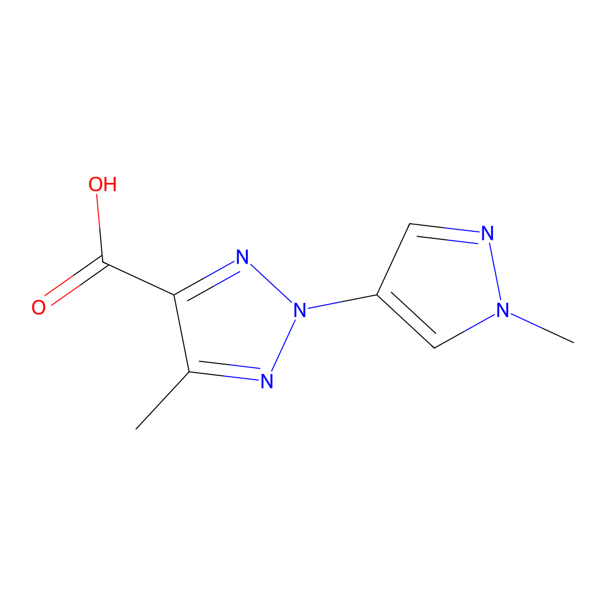 5-methyl-2-(1-methyl-1H-pyrazol-4-yl)-2H-1,2,3-triazole-4-carboxylic acid molecular structure, CAS 2243521-65-3