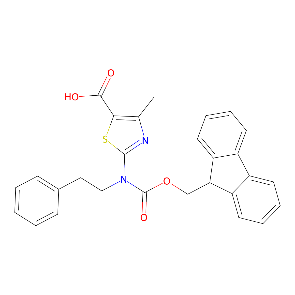 2-({[(9H-fluoren-9-yl)methoxy]carbonyl}(2-phenylethyl)amino)-4-methyl-1,3-thiazole-5-carboxylic acid molecular structure, CAS 2243521-72-2