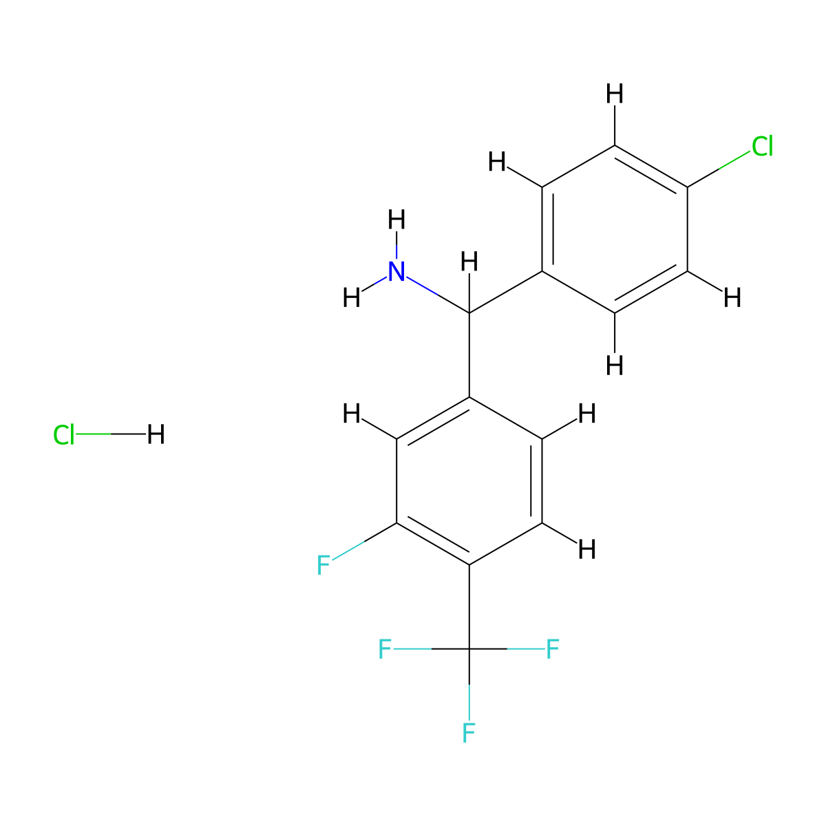 (4-Chlorophenyl)[3-fluoro-4-(trifluoromethyl)phenyl]methanamine hydrochloride molecular structure, CAS 2243521-76-6