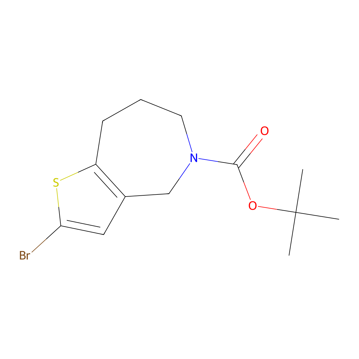 tert-butyl 2-bromo-4H,5H,6H,7H,8H-thieno[3,2-c]azepine-5-carboxylate molecular structure, CAS 2243521-77-7