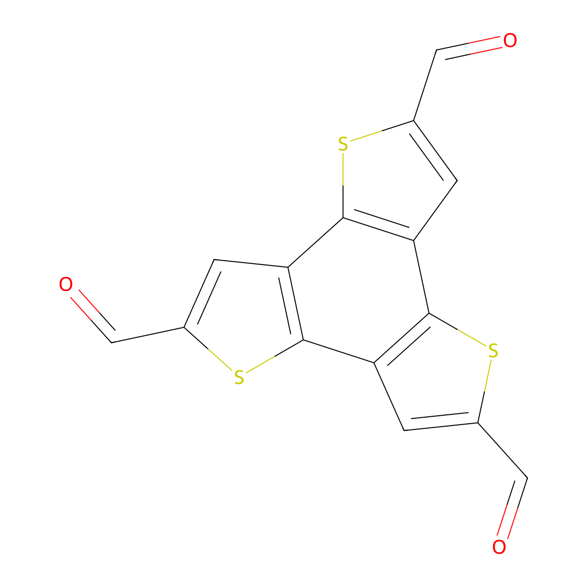 Benzo(1,2-b:3,4-b':5,6-b'')trithiophene-2,5,8-tricarbaldehyde molecular structure, CAS 2243590-42-1
