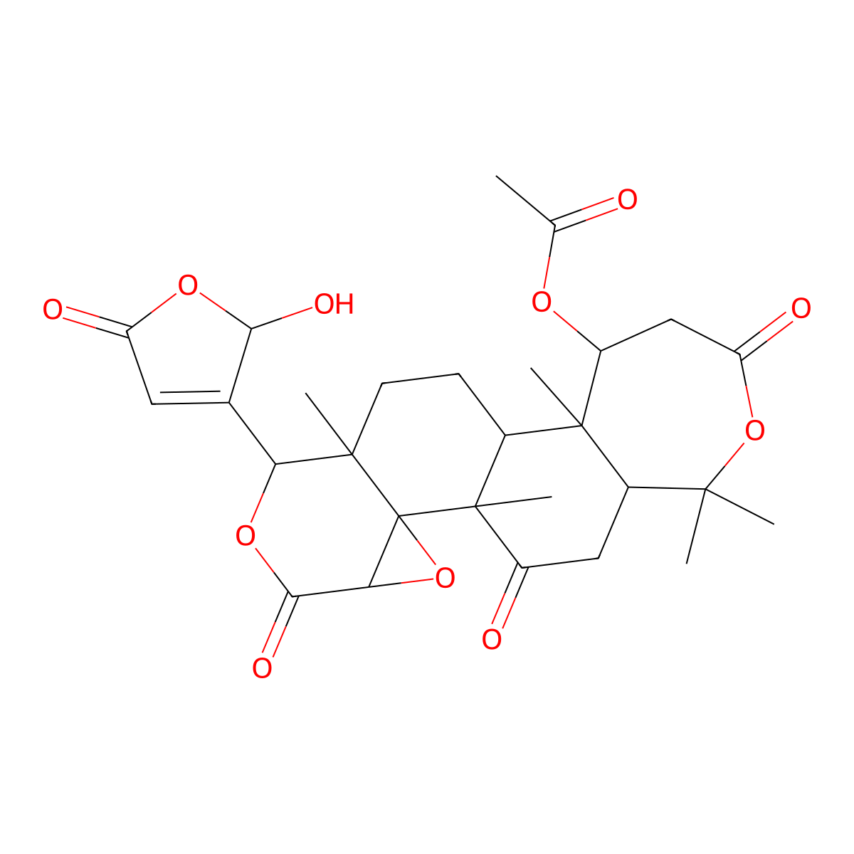 (1R,3aS,4aR,4bR,6aR,11S,11aR,11bR,13aS)-1-(2-Hydroxy-5-oxo-2,5-dihydrofuran-3-yl)-4b,7,7,11a,13a-pentamethyl-3,5,9-trioxohexadecahydrooxepino[4',3':3,4]benzo[1,2-f]oxireno[2,3-d]isochromen-11-yl acetate molecular structure, CAS 2243600-32-8