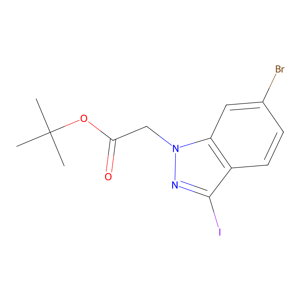 tert-Butyl 2-(6-bromo-3-iodo-1H-indazol-1-yl)acetate molecular structure, CAS 2243713-08-6