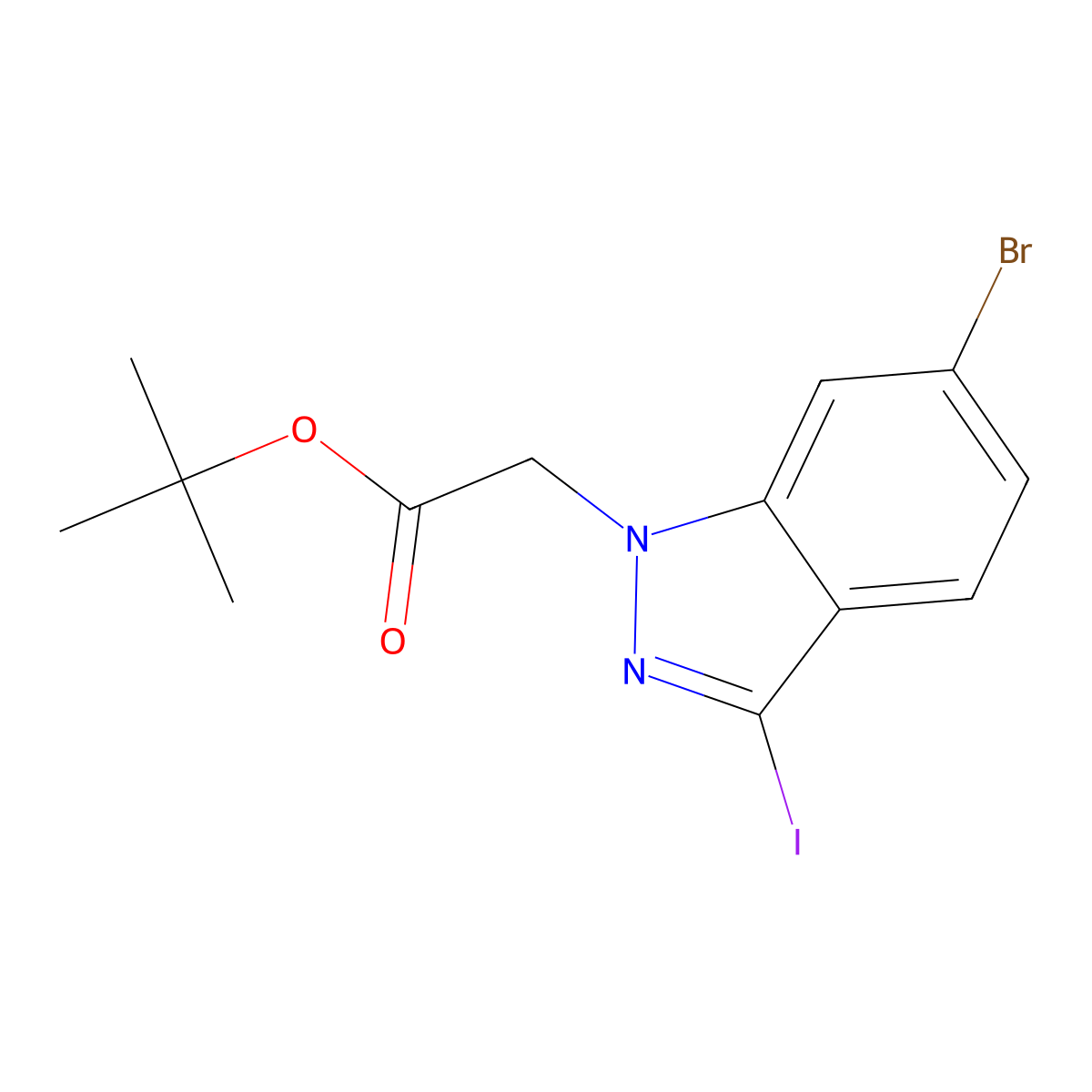 tert-Butyl 2-(6-bromo-3-iodo-1H-indazol-1-yl)acetate molecular structure, CAS 2243713-08-6