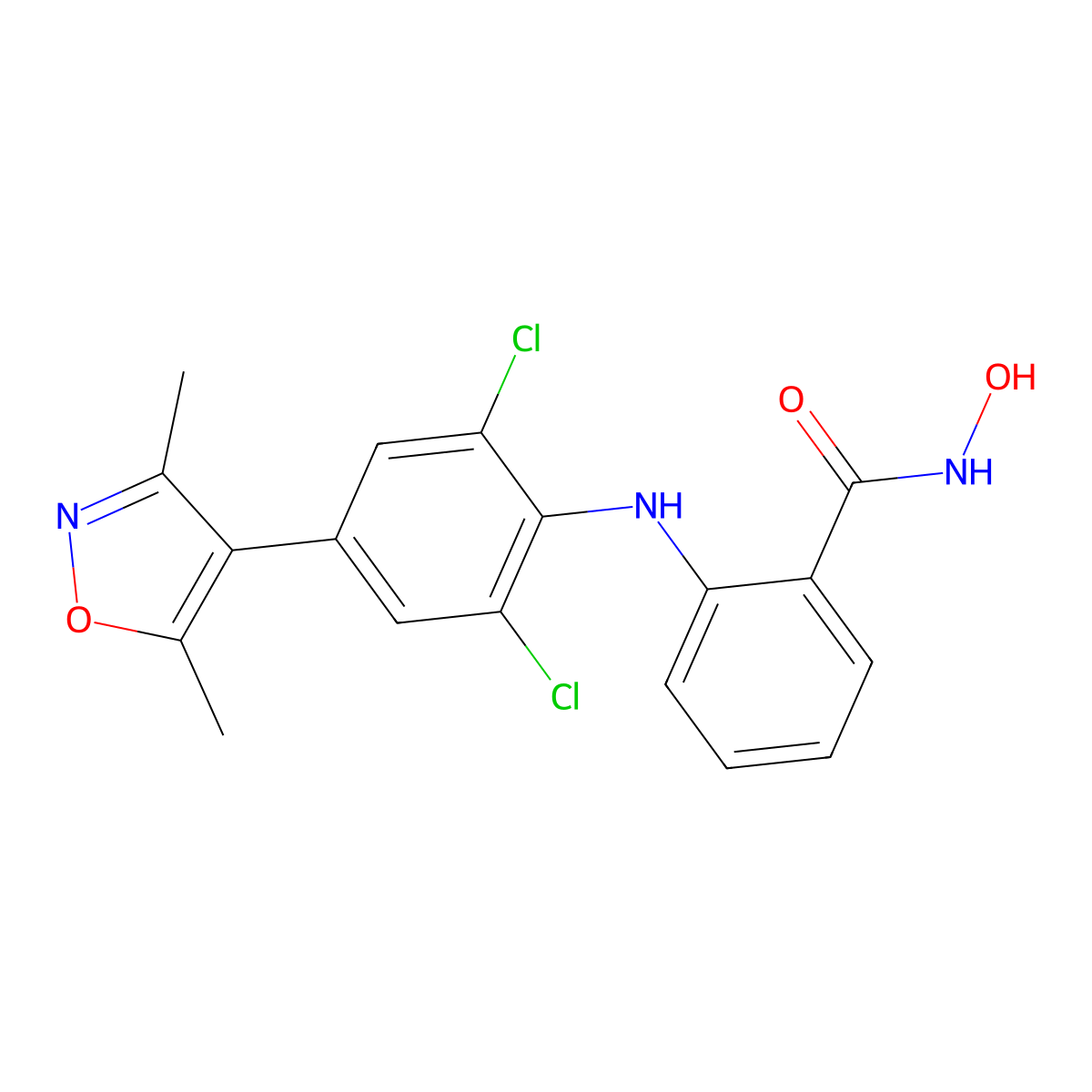 2-((2,6-Dichloro-4-(3,5-dimethylisoxazol-4-yl)phenyl)amino)-N-hydroxybenzamide molecular structure, CAS 2243736-45-8