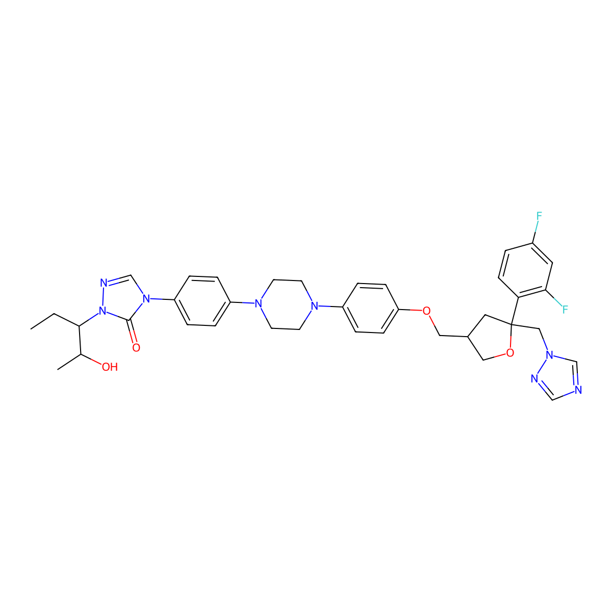 4-(4-(4-(4-(((3S,5S)-5-((1H-1,2,4-triazol-1-yl)Methyl)-5-(2,4-difluorophenyl)tetrahydrofuran-3-yl)Methoxy)phenyl)piperazin-1-yl)phenyl)-1-((2R,3R)-2-hydroxypentan-3-yl)-1H-1,2,4-triazol-5(4H)-one molecular structure, CAS 2243785-97-7