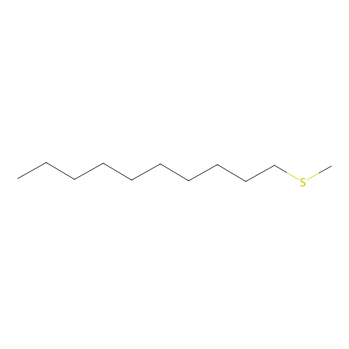 Decyl methyl sulphide molecular structure, CAS 22438-39-7