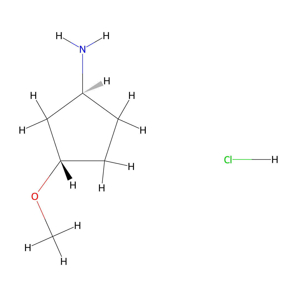 rac-(1R,3R)-3-methoxycyclopentan-1-amine hydrochloride molecular structure, CAS 2243802-43-7