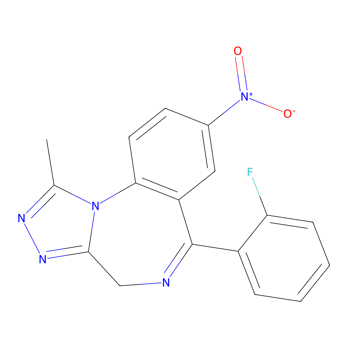4H-(1,2,4)Triazolo(4,3-a)(1,4)benzodiazepine, 6-(2-fluorophenyl)-1-methyl-8-nitro- molecular structure, CAS 2243815-18-9