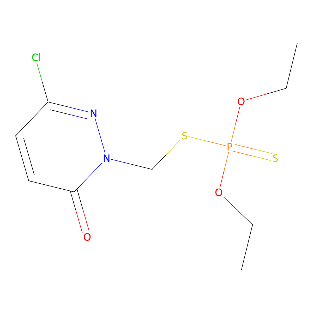 Phosphorodithioic acid, S-((6-chloro-3(2H)-pyridazinon-2-yl)methyl) O,O-diethyl ester molecular structure, CAS 22439-38-9