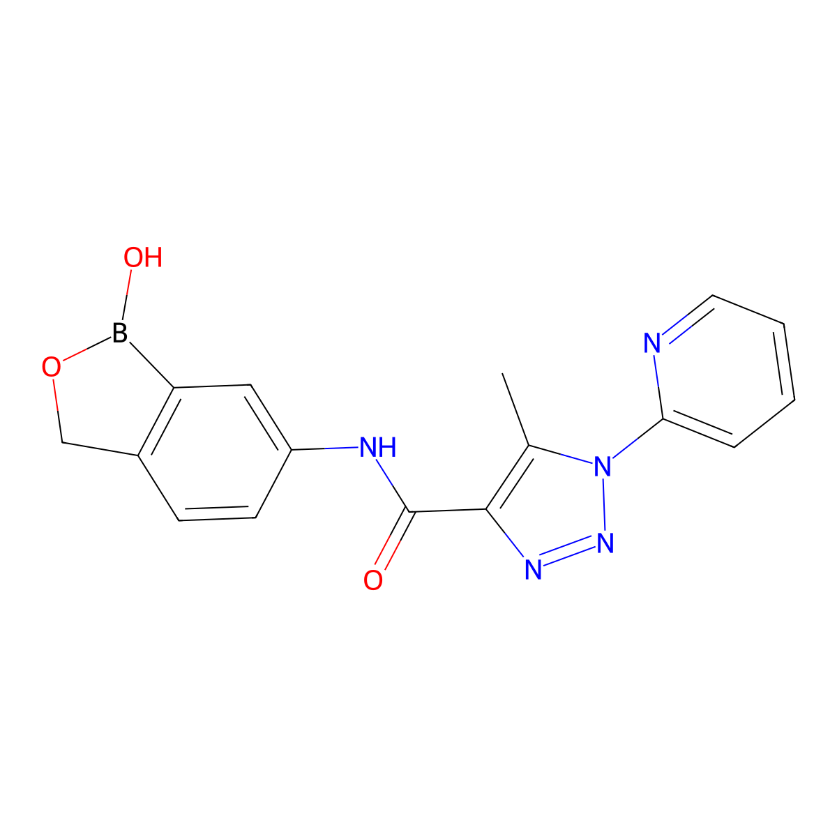 N-(1-hydroxy-3H-2,1-benzoxaborol-6-yl)-5-methyl-1-pyridin-2-yltriazole-4-carboxamide molecular structure, CAS 2243909-59-1