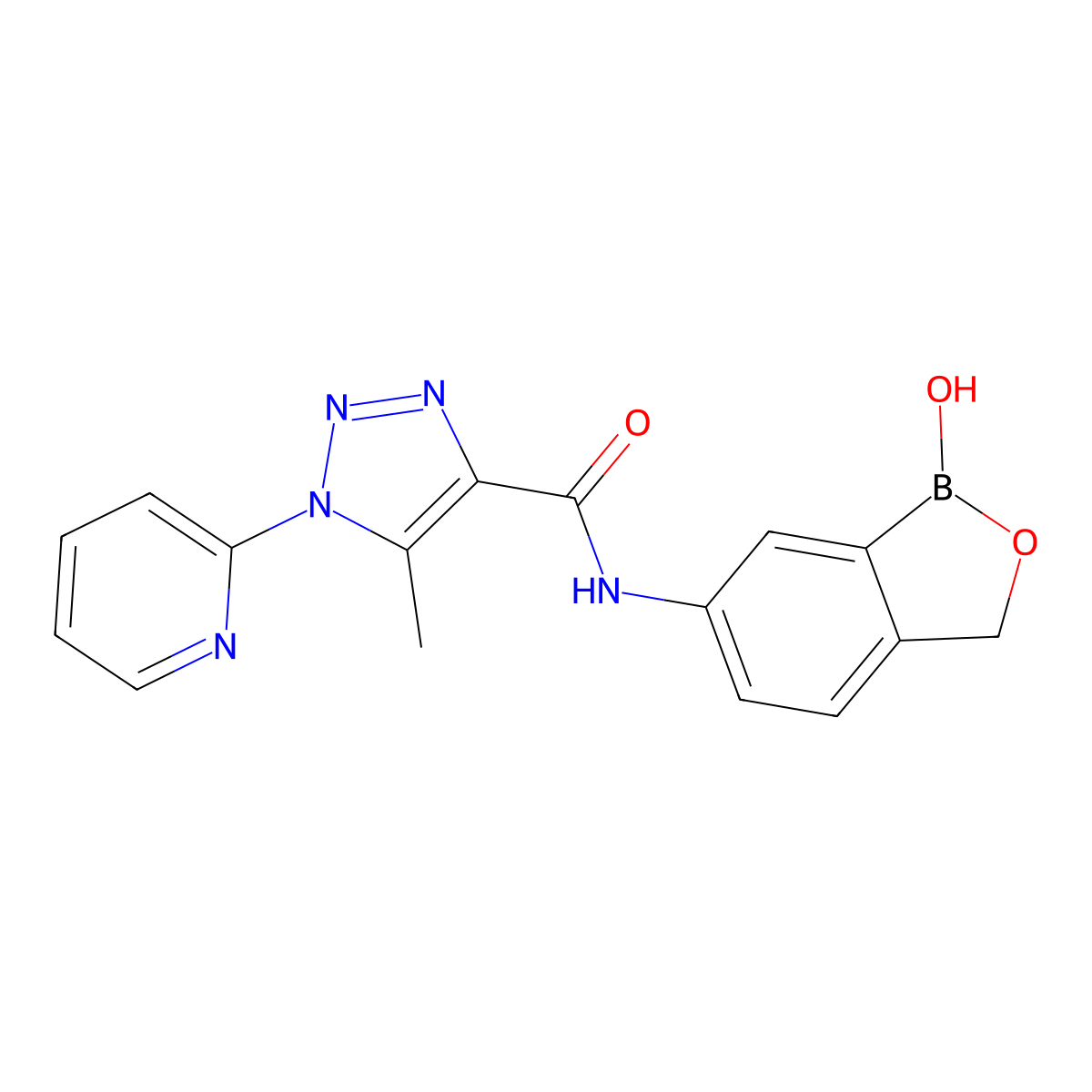 N-(1-hydroxy-3H-2,1-benzoxaborol-6-yl)-5-methyl-1-pyridin-2-yltriazole-4-carboxamide molecular structure, CAS 2243909-59-1