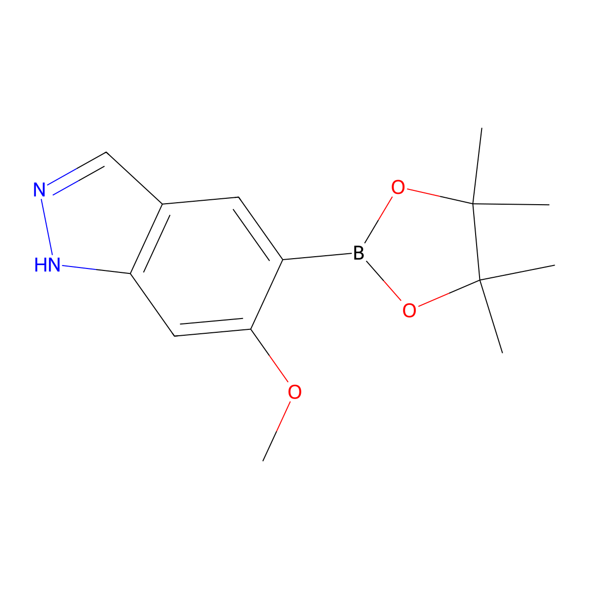 6-methoxy-5-(4,4,5,5-tetramethyl-1,3,2-dioxaborolan-2-yl)-1H-indazole molecular structure, CAS 2243949-54-2