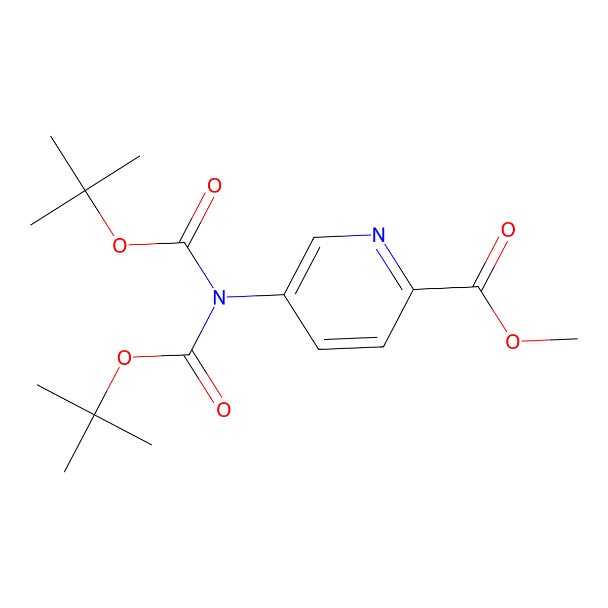 Methyl 5-(bis((1,1-dimethylethoxy)carbonyl)amino)-2-pyridinecarboxylate molecular structure, CAS 2243961-42-2