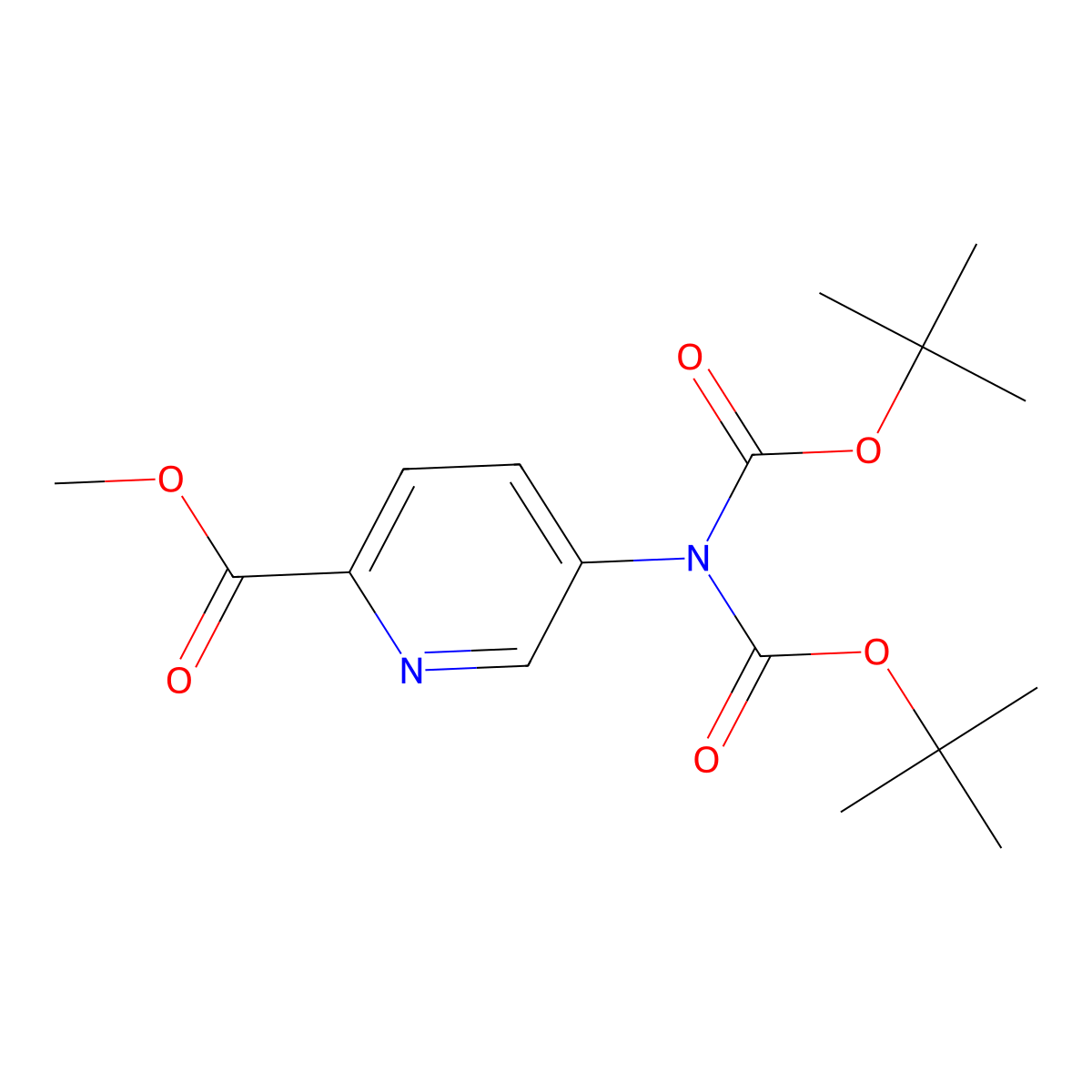 Methyl 5-(bis((1,1-dimethylethoxy)carbonyl)amino)-2-pyridinecarboxylate molecular structure, CAS 2243961-42-2