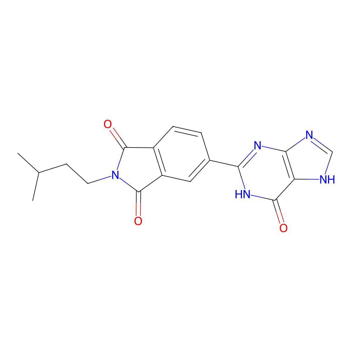 2-Isopentyl-5-(6-oxo-6,9-dihydro-1H-purin-2-yl)isoindoline-1,3-dione molecular structure, CAS 2243974-55-0