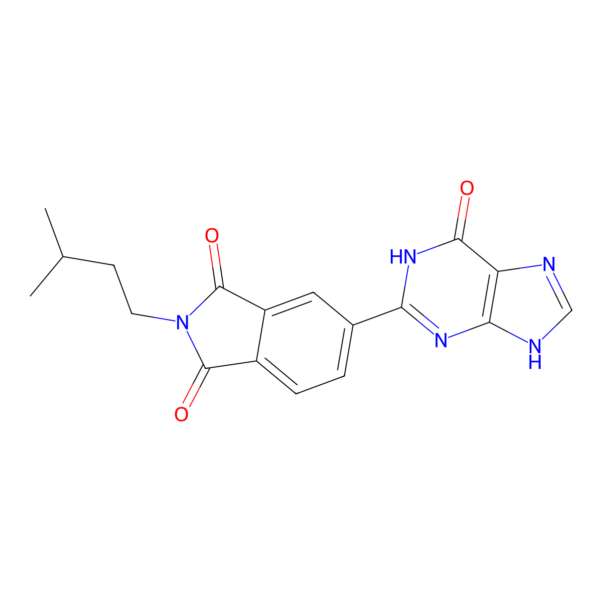 2-Isopentyl-5-(6-oxo-6,9-dihydro-1H-purin-2-yl)isoindoline-1,3-dione molecular structure, CAS 2243974-55-0