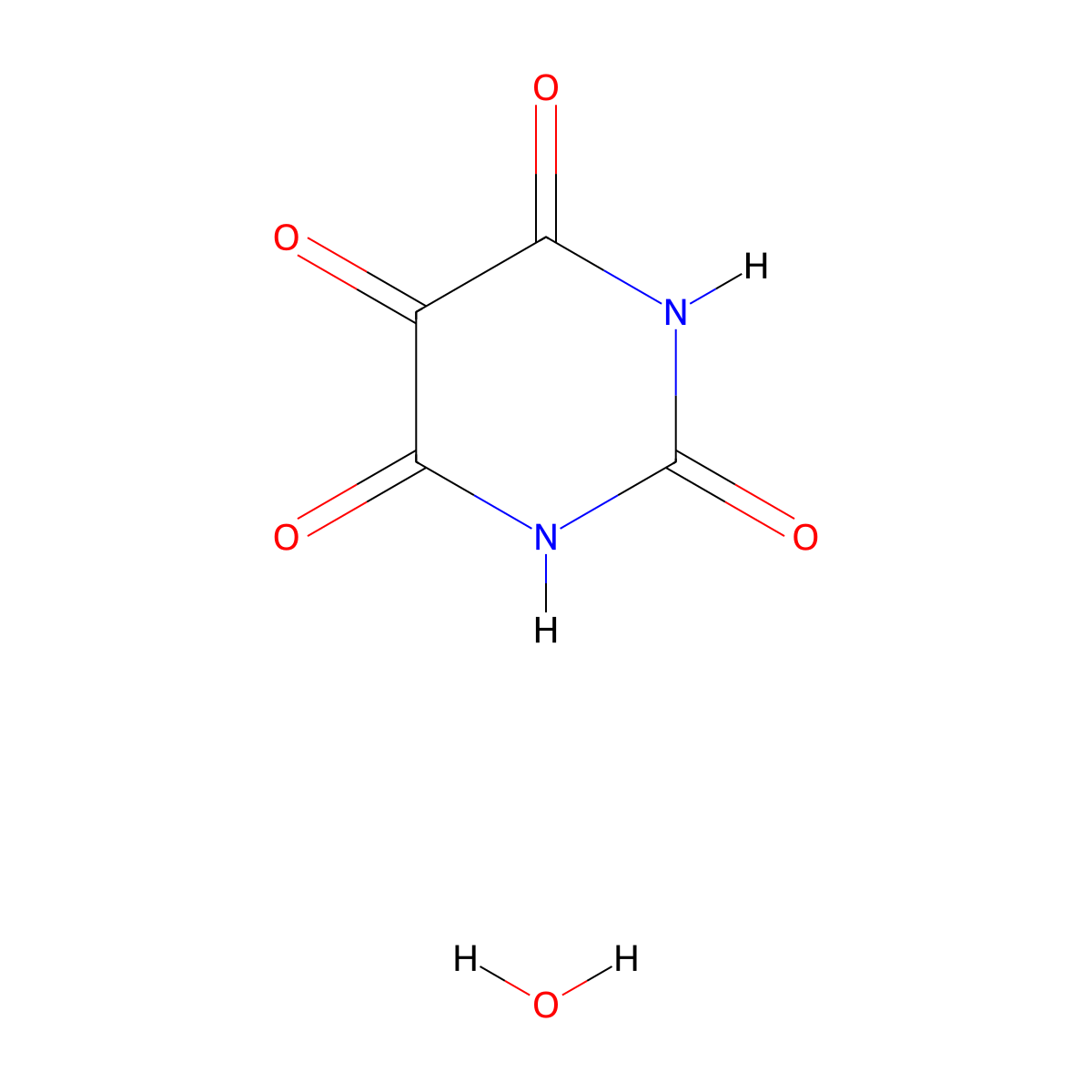 2,4,5,6(1H,3H)-Pyrimidinetetrone, monohydrate molecular structure, CAS 2244-11-3