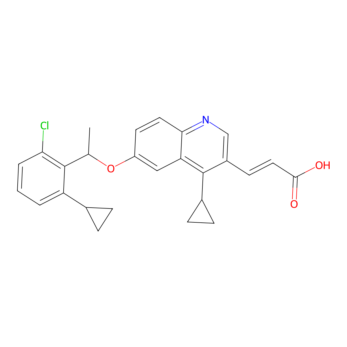 (E)-3-[6-[1-(2-Chloro-6-cyclopropylphenyl)ethoxy]-4-cyclopropylquinolin-3-yl]prop-2-enoic acid molecular structure, CAS 2244035-16-1