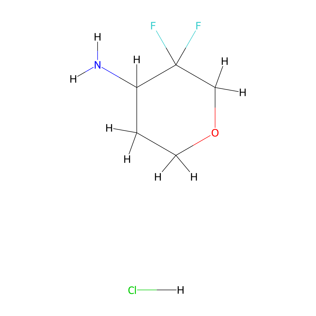 3,3-Difluorotetrahydro-2H-pyran-4-amine hydrochloride molecular structure, CAS 2244040-19-3