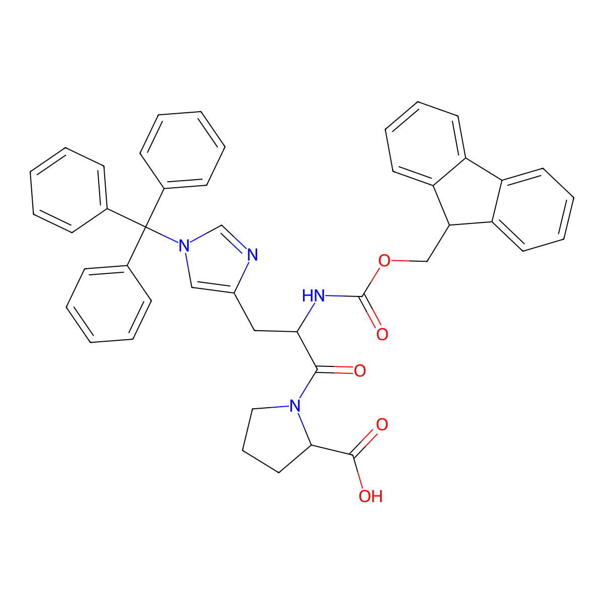 Fmoc-His(Trt)-Pro-OH molecular structure, CAS 2244048-25-5