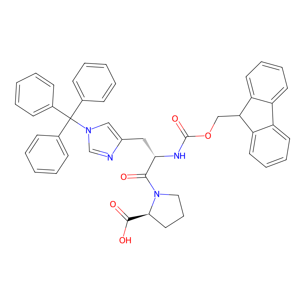 Fmoc-His(Trt)-Pro-OH molecular structure, CAS 2244048-25-5